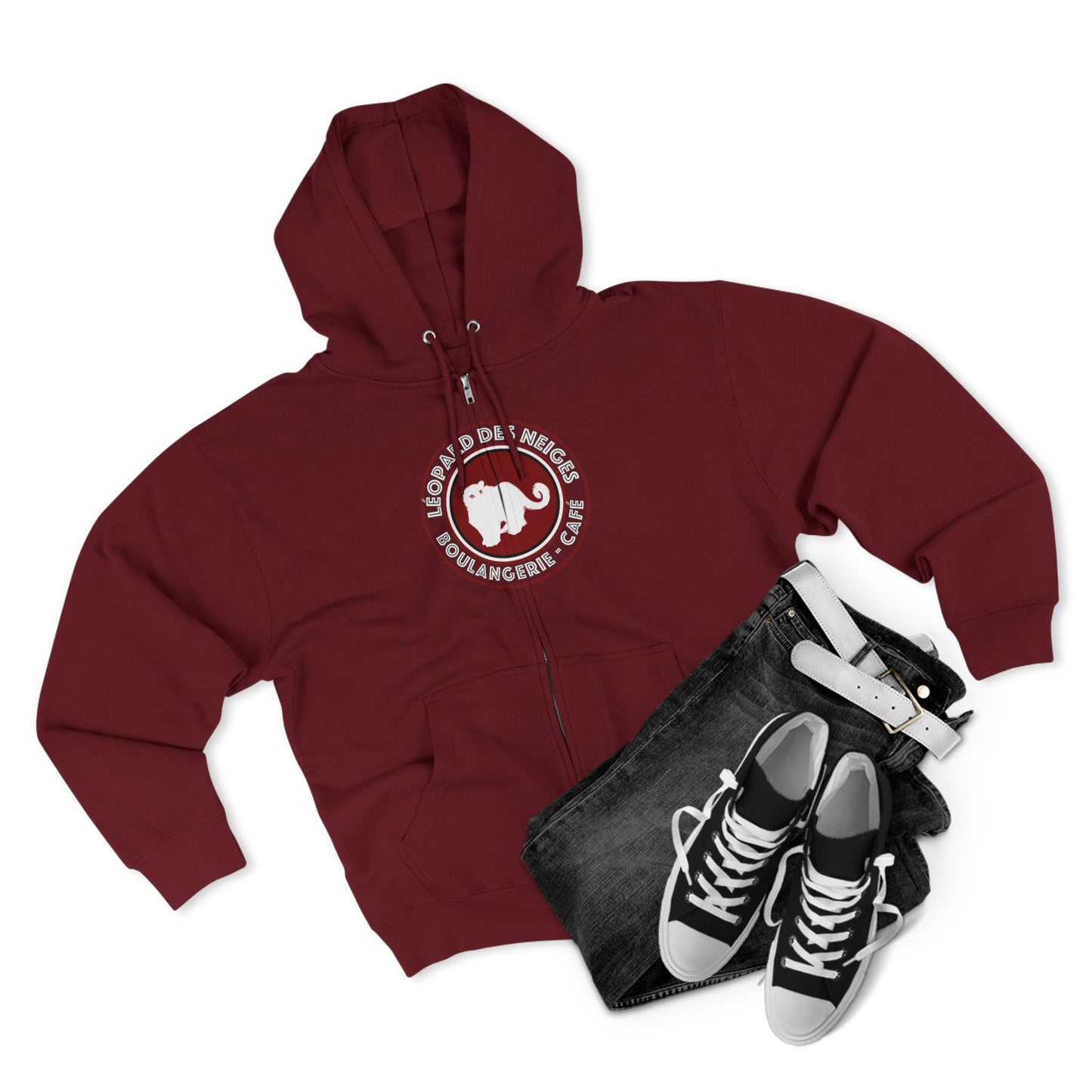 Leopard des Neiges Zipped Hoodie