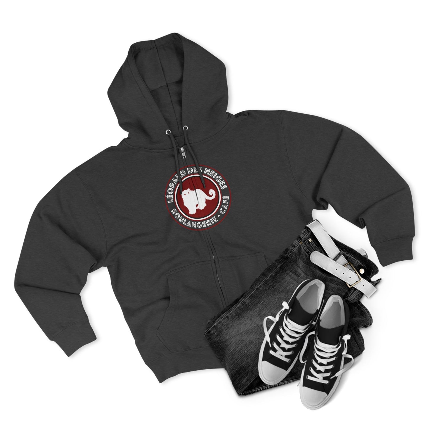 Leopard des Neiges Zipped Hoodie