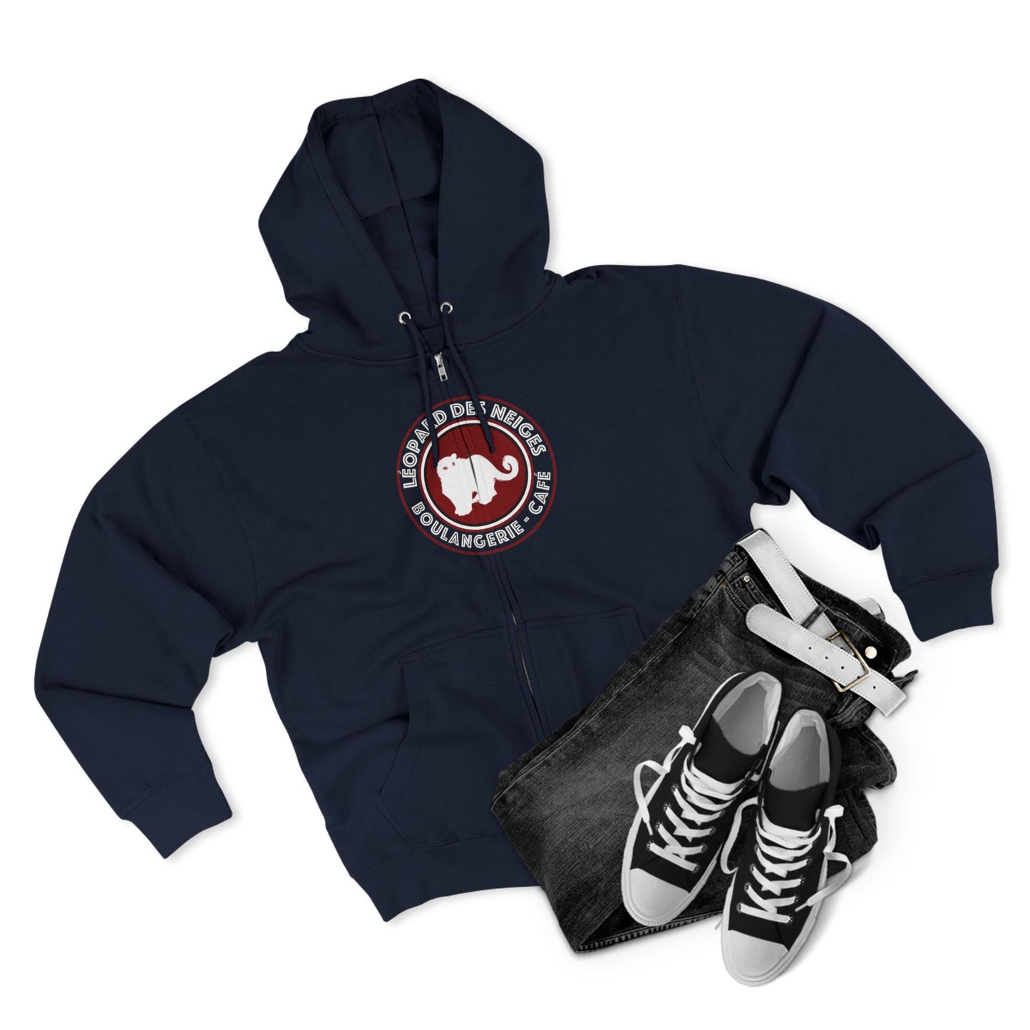 Leopard des Neiges Zipped Hoodie