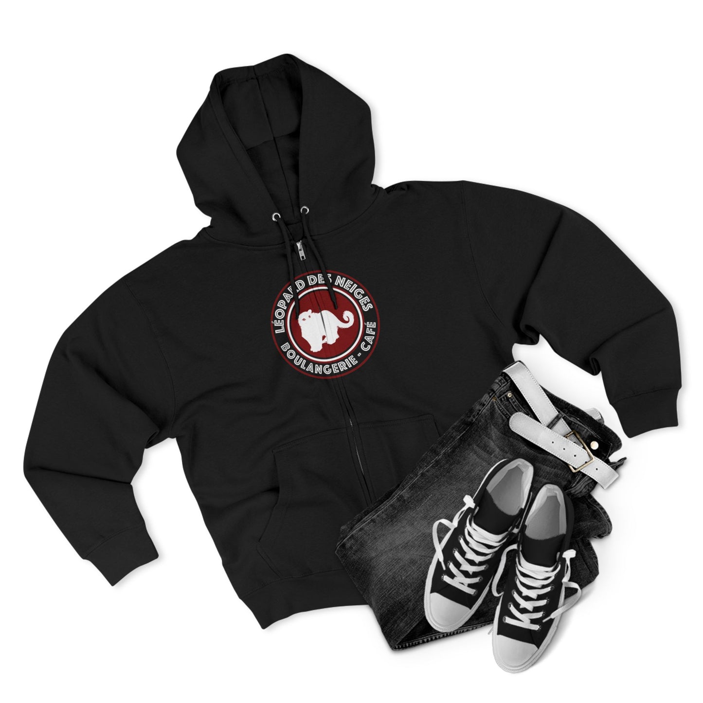 Leopard des Neiges Zipped Hoodie