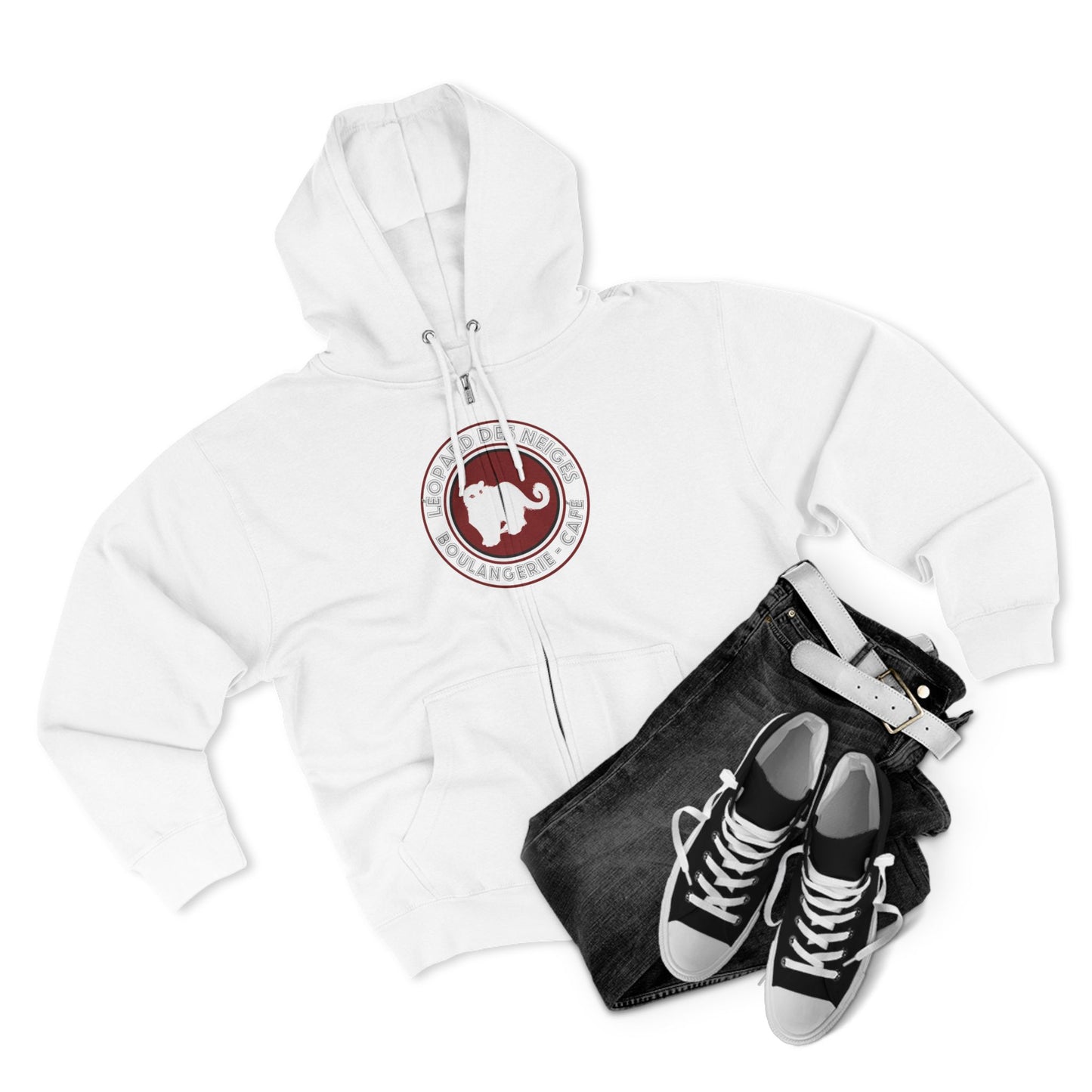 Leopard des Neiges Zipped Hoodie
