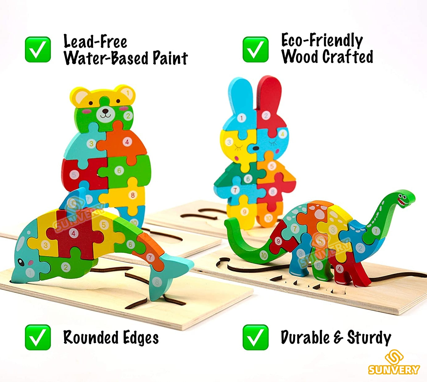 Montessori Wooden Toddler Puzzles, Many Styles