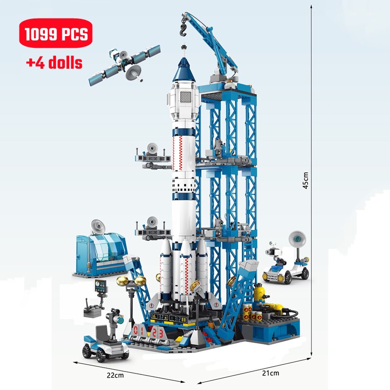 Rocket Launch Building Block Sets with Figures!