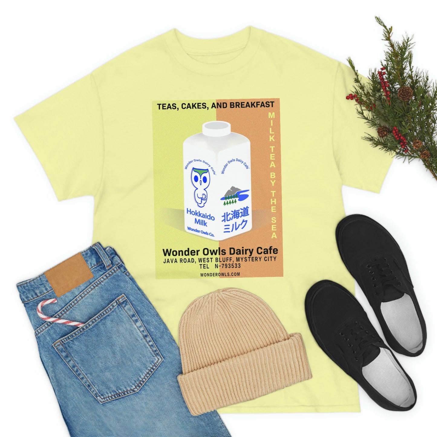 Wonder Owls Dairy Cafe' Unisex Heavy Cotton Tee (Variety of Colors Available)