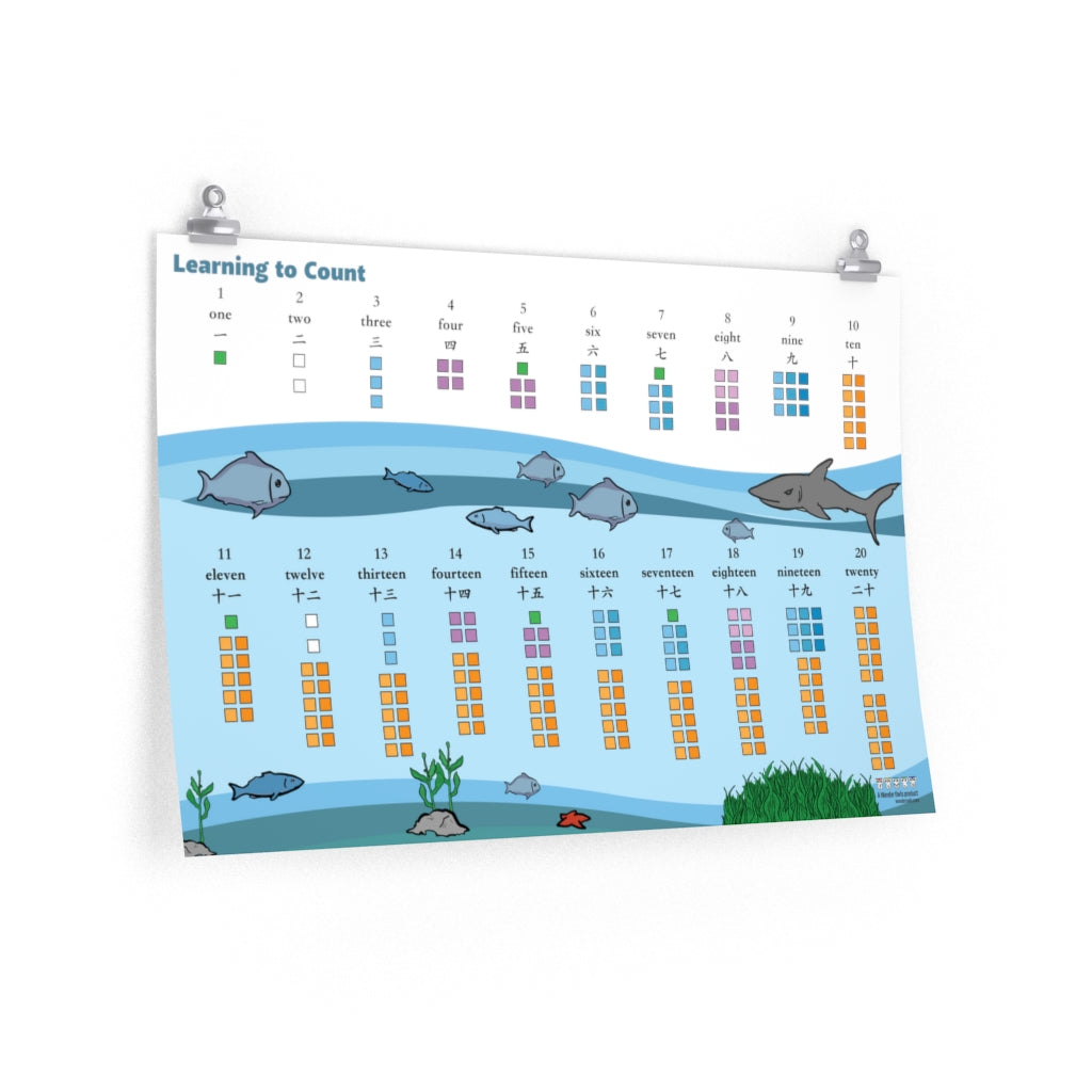 Bilingual Learning Poster for Toddlers 1: Numbers and Counting to 20