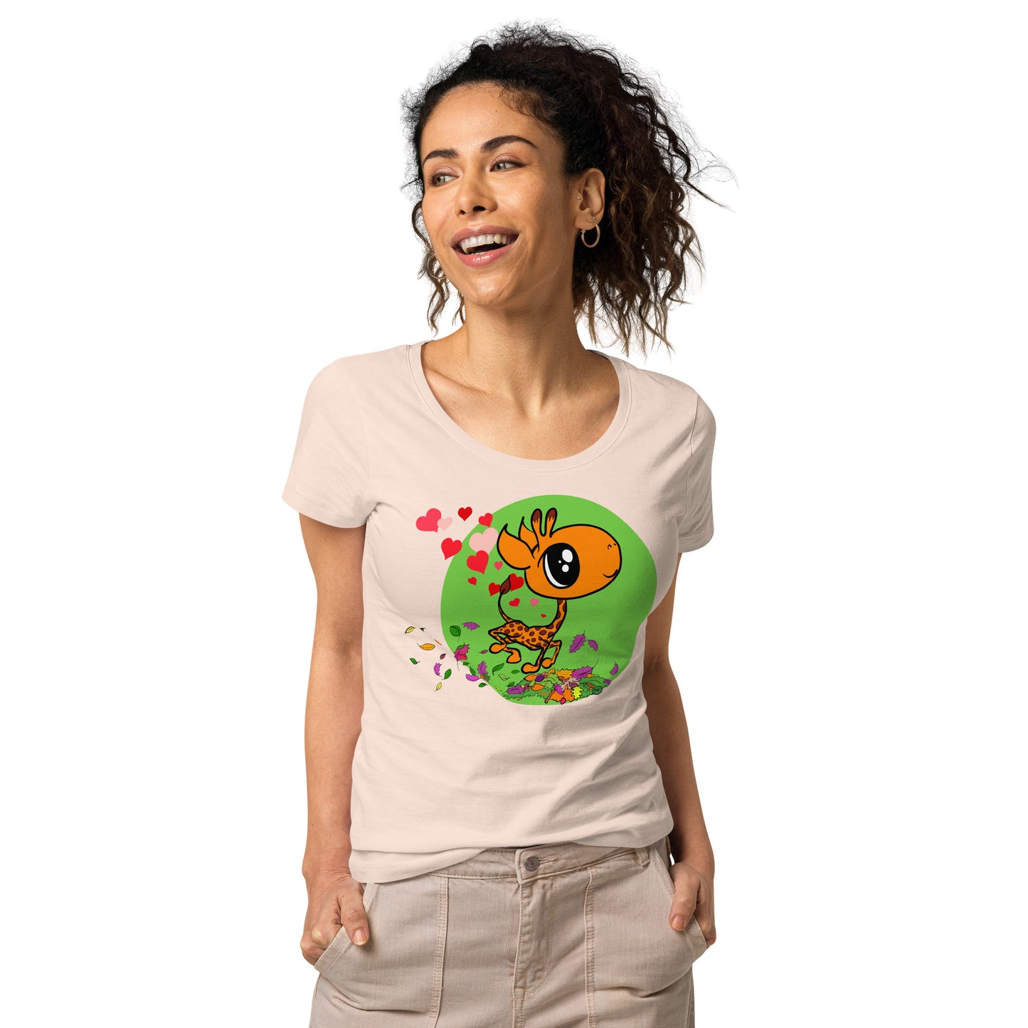 Frolicking Giraffe with Extra Love Women’s Organic T-shirt