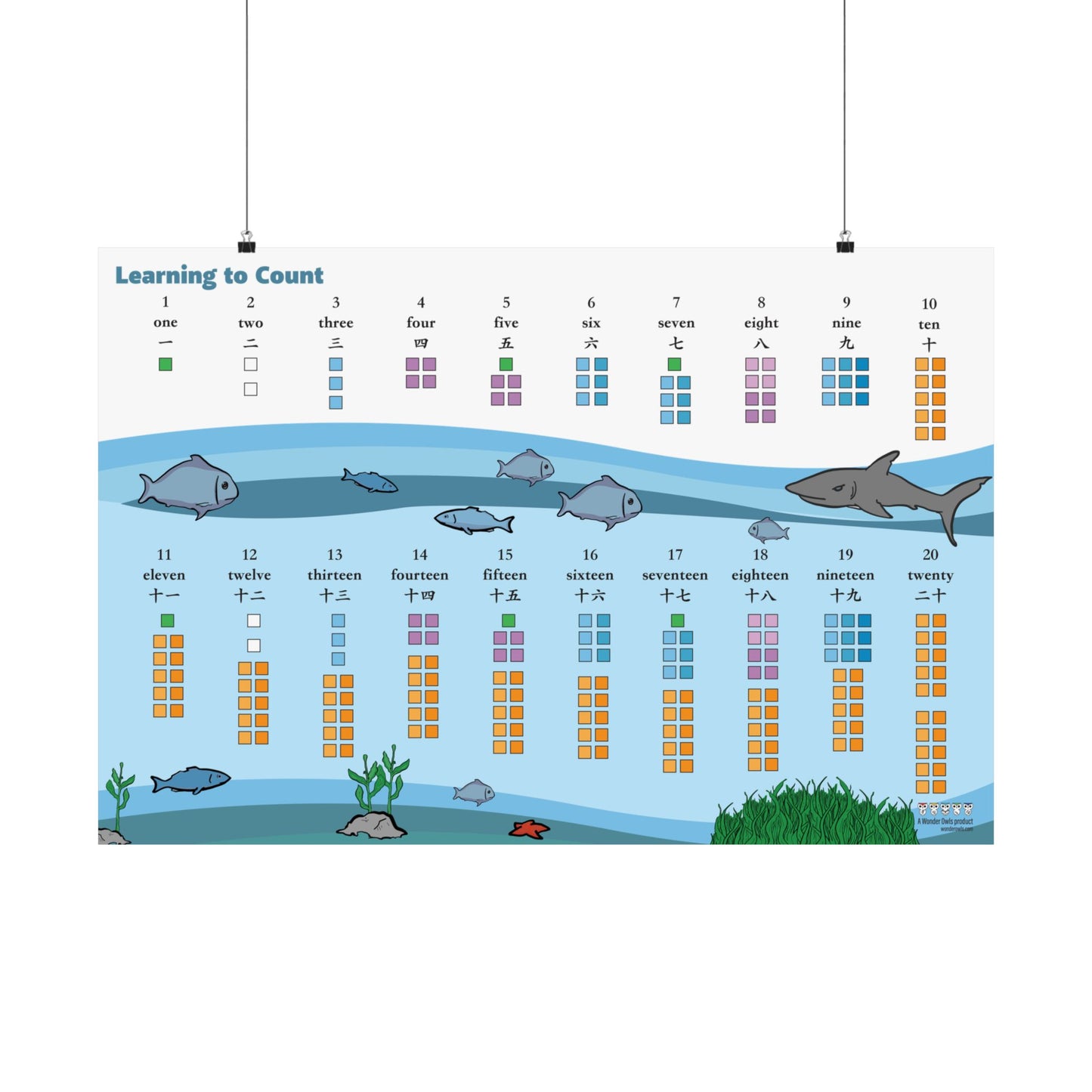 幼儿双语学习海报 1：数字和数到 20