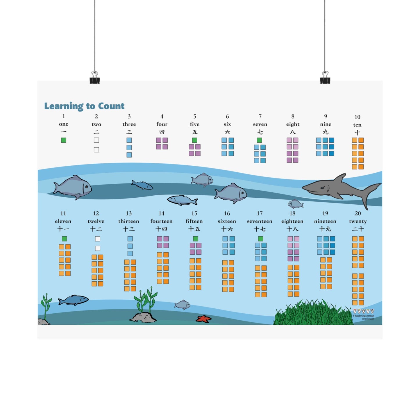 幼儿双语学习海报 1：数字和数到 20